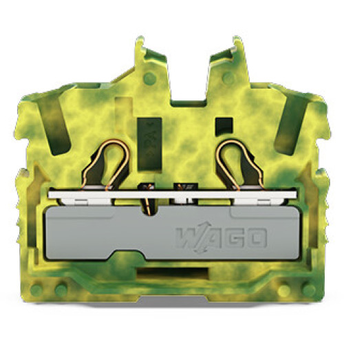 2-conductor miniature through terminal block, with operating slots, 2.5 mm&sup2;, green-yellow
