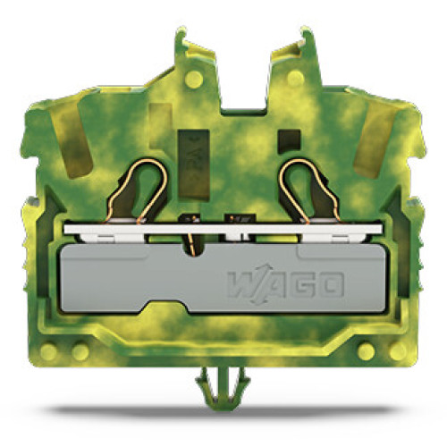 2-conductor miniature through terminal block, with operating slots, 2.5 mm&sup2;, green-yellow