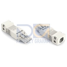 Socket, with strain relief housing, 4-pole, white