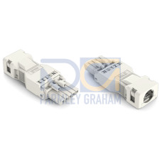 Socket, with strain relief housing, 5-pole, white