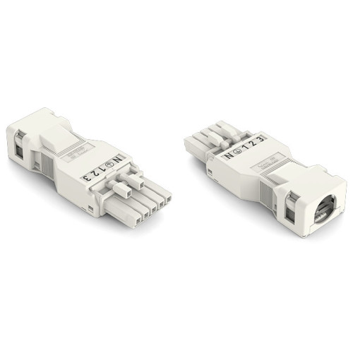 Socket, with strain relief housing, 5-pole, white