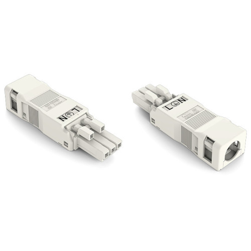 Socket, with strain relief housing, 3-pole, white