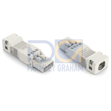 Plug, with strain relief housing, 4-pole, white