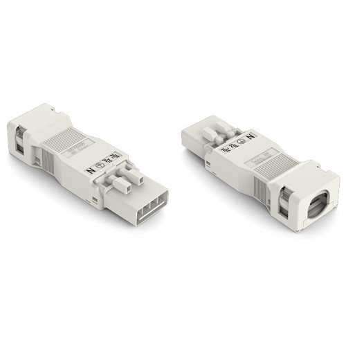 Plug, with strain relief housing, 4-pole, white