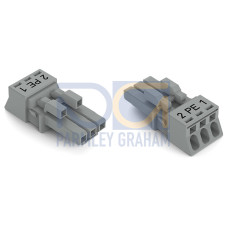 Socket, 3-pole, Cod. B, gray
