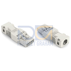 Plug, with strain relief housing, 5-pole, white