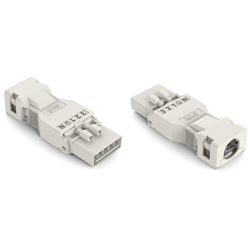 Plug, with strain relief housing, 5-pole, white