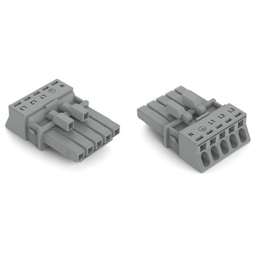 Socket, 5-pole, Cod. B, gray