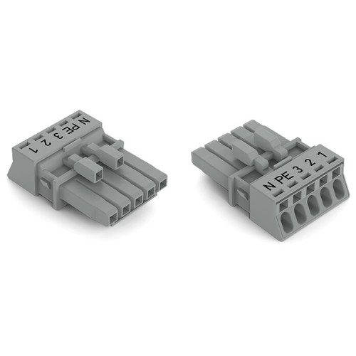 Socket, 5-pole, Cod. B, gray