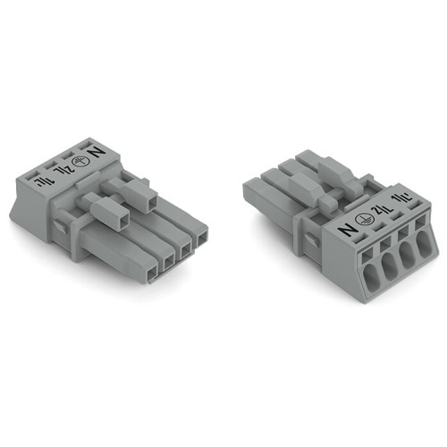 Socket, 4-pole, Cod. B, gray