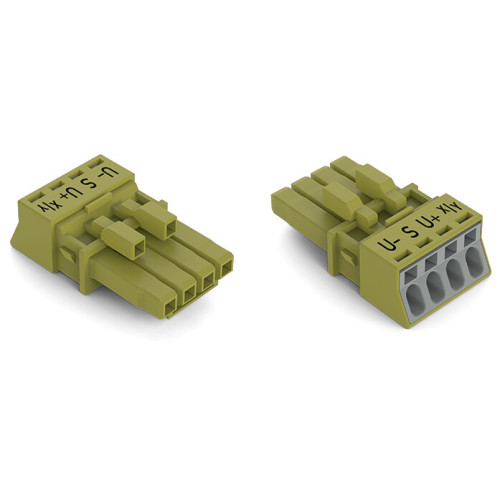 Socket, 4-pole, Cod. B, light green