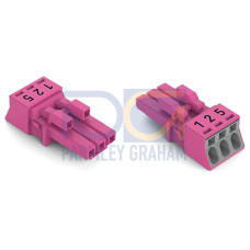Socket, 3-pole, Cod. B, pink