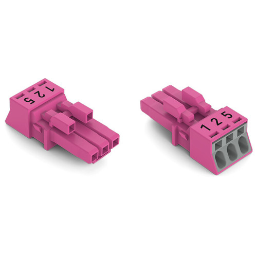 Socket, 3-pole, Cod. B, pink