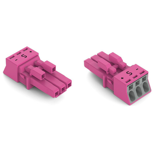 Socket, 3-pole, Cod. B, pink