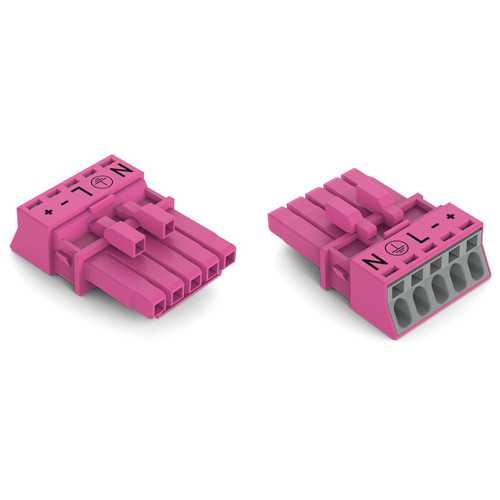 Socket, 5-pole, Cod. B, pink