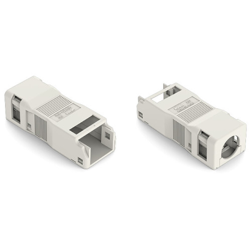 Strain relief housing, 3-pole, with locking clip, white