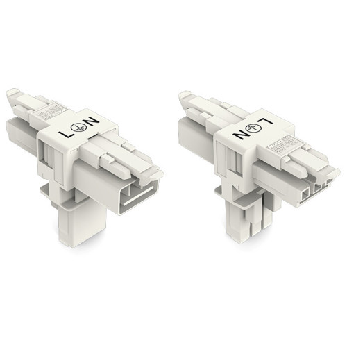 T-distribution connector, 3-pole, Cod. A, white