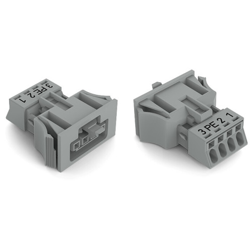 Snap-in socket, 4-pole, Cod. B, gray