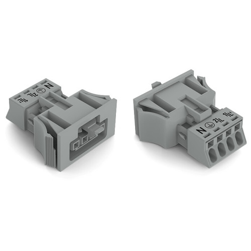 Snap-in socket, 4-pole, Cod. B, gray