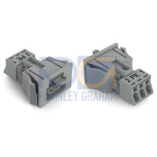 Snap-in socket, 3-pole, Cod. B, gray