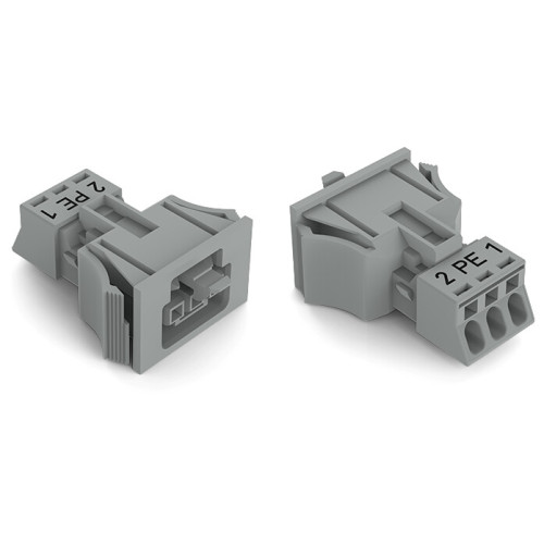 Snap-in socket, 3-pole, Cod. B, gray