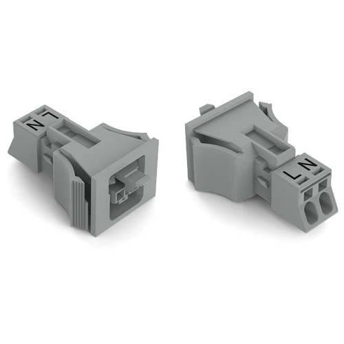 Snap-in socket, 2-pole, Cod. B, gray