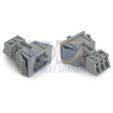 Snap-in socket, 3-pole, Cod. B, gray