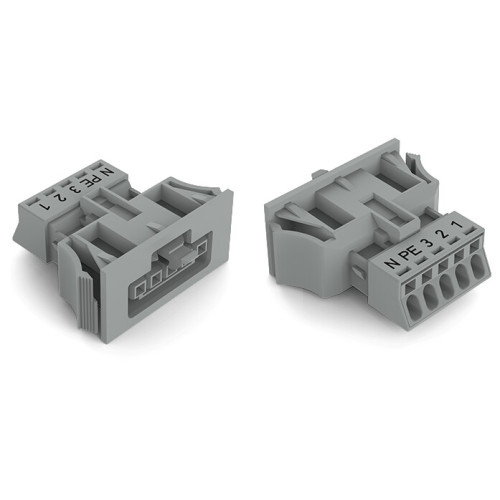 Snap-in socket, 5-pole, Cod. B, gray