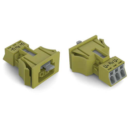 Snap-in socket, 3-pole, Cod. B, light green