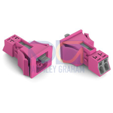 Snap-in socket, 2-pole, Cod. B, pink