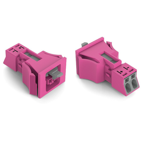 Snap-in socket, 2-pole, Cod. B, pink