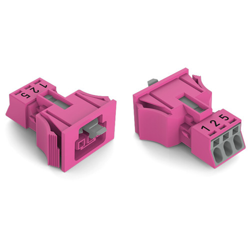 Snap-in socket, 3-pole, Cod. B, pink