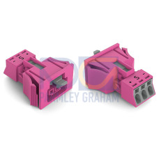 Snap-in socket, 3-pole, Cod. B, pink