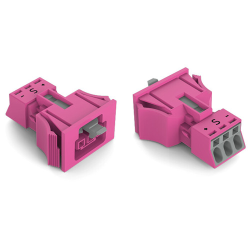 Snap-in socket, 3-pole, Cod. B, pink
