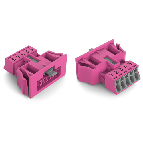 Snap-in socket, 5-pole, Cod. B, pink