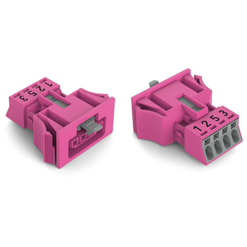 Snap-in socket, 4-pole, Cod. B, pink