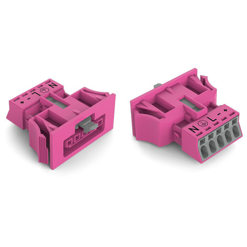 Snap-in socket, 5-pole, Cod. B, pink