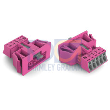 Snap-in socket, 5-pole, Cod. B, pink