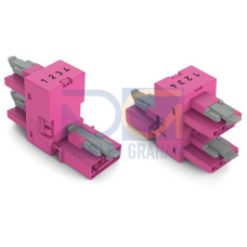 h-distribution connector, 4-pole, Cod. B, pink