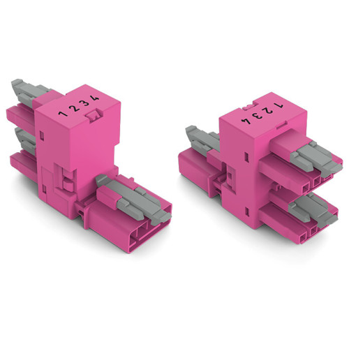 h-distribution connector, 4-pole, Cod. B, pink