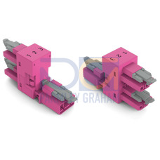 h-distribution connector, 3-pole, Cod. B, pink