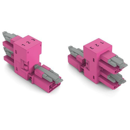 h-distribution connector, 3-pole, Cod. B, pink