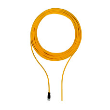 Connection cable, PUR, yellow RAL1003, shielded, 4-pin, socket straight M12, on open line end, A-coded, cable length: 20m
