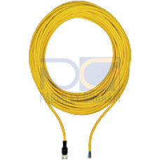 Connection cable, PUR, yellow RAL1003, 5-pin, socket straight M12, onopen line end, A-coded, cable length: 20m