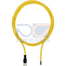 Connection cable, PUR, yellow RAL1003, 4-pin, socket straight M12, onopen line end, A-coded, cable length: 3m