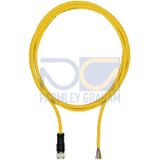 Connection cable, PUR, yellow RAL1003, shielded, 8-pin, socket straightM12, on open line end, A-coded, cable length: 3m