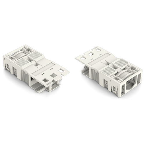 Strain relief housing, 3-pole, with locking clip, white