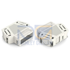 Strain relief housing, 3-pole, for 2 cables, white