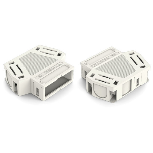 Strain relief housing, 3-pole, for 2 cables, white