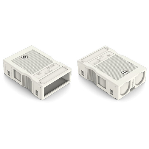 Strain relief housing, 3-pole, for 2 cables, white